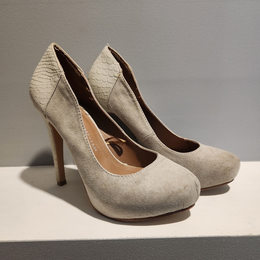 Faux Suede/Snake skin textured Pumps